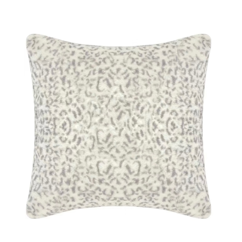 Faux Fur White Leopard Print Pillow Case 18” x 18”